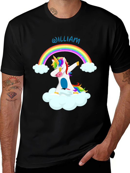 Dabbing Unicorn Rainbow T-Shirt - Personalized Name Tee