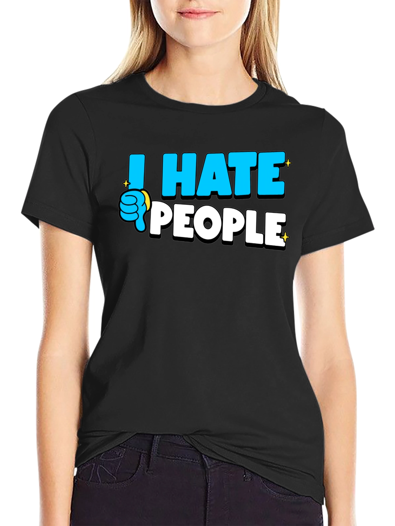 I Hate People Graphic T-Shirt - Black