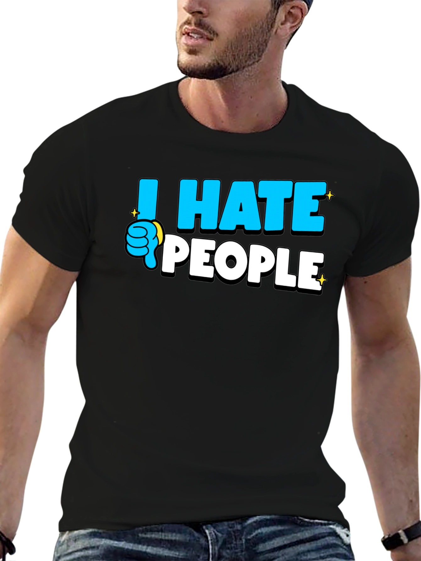 I Hate People Graphic T-Shirt - Black
