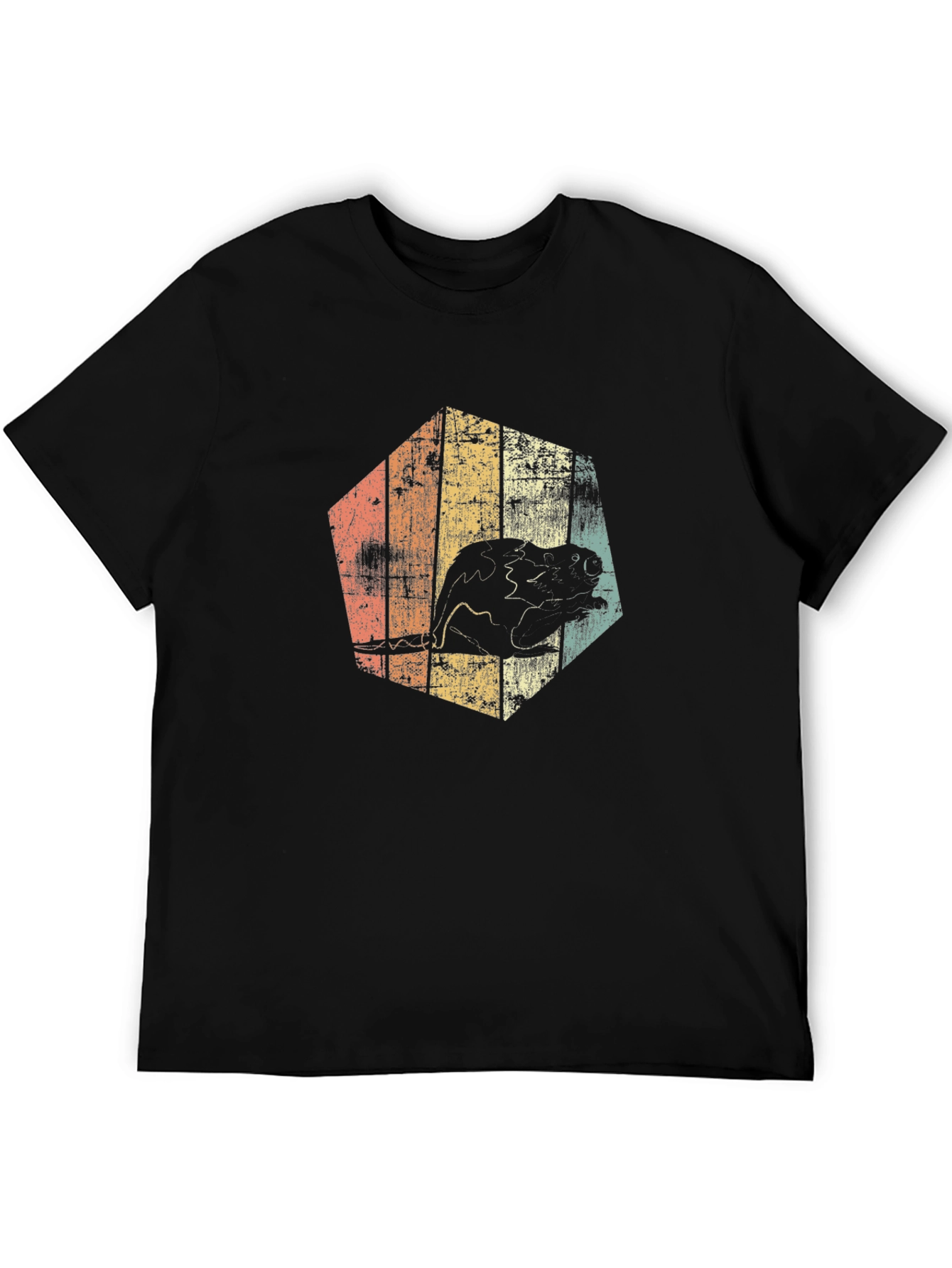 Retro Beaver Graphic Tee - Mens Black T-Shirt