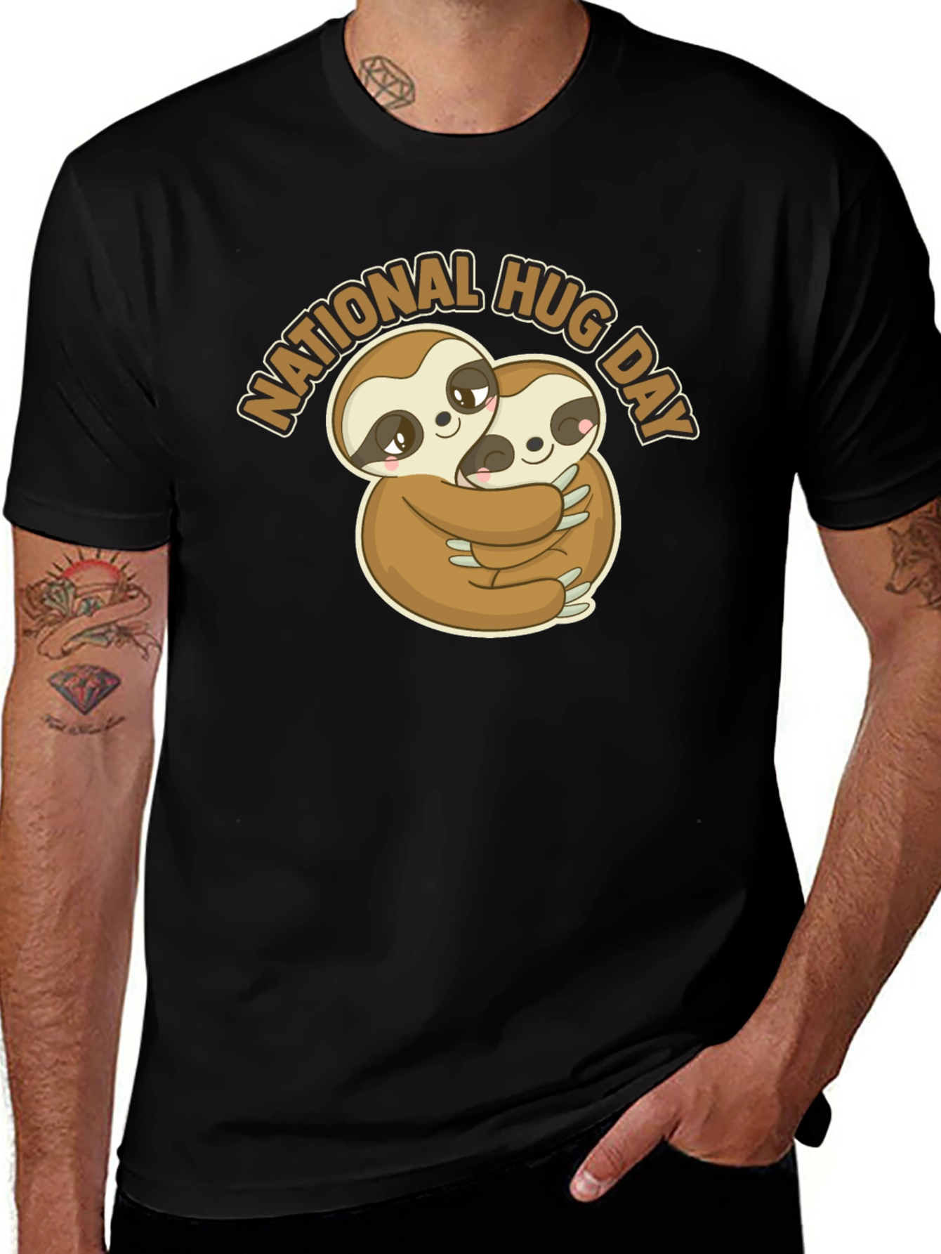 National Hug Day Sloth Graphic T-Shirt