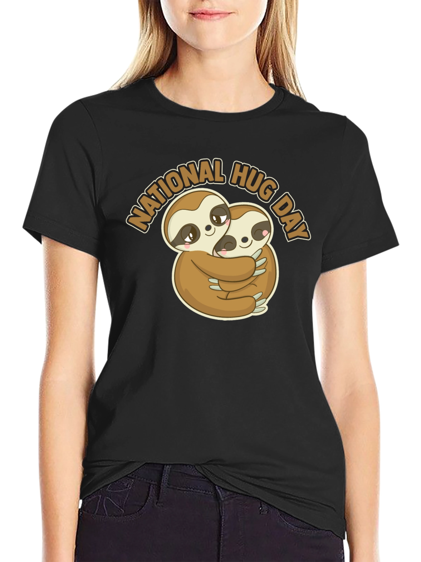 National Hug Day Sloth Graphic T-Shirt