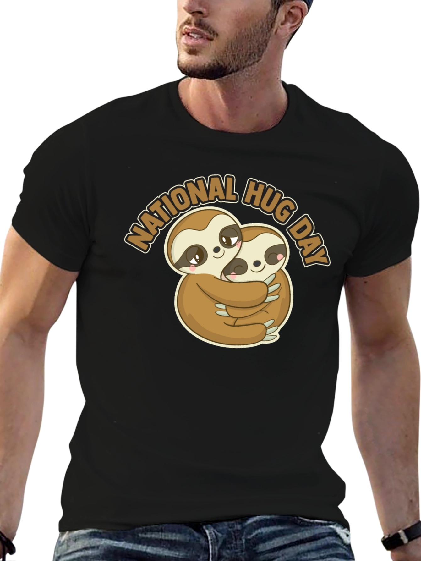 National Hug Day Sloth Graphic T-Shirt
