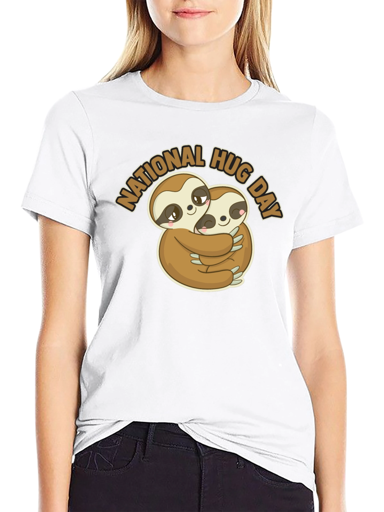 National Hug Day Sloth Graphic T-Shirt