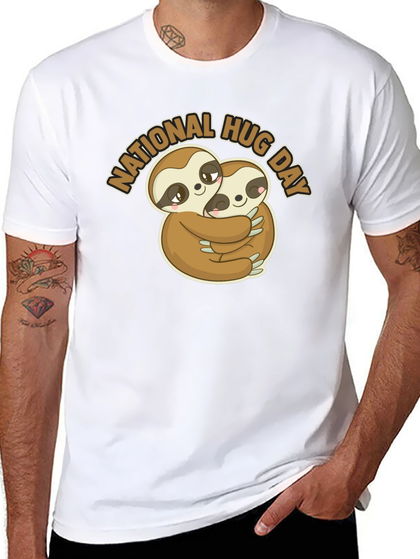 National Hug Day Sloth Graphic T-Shirt