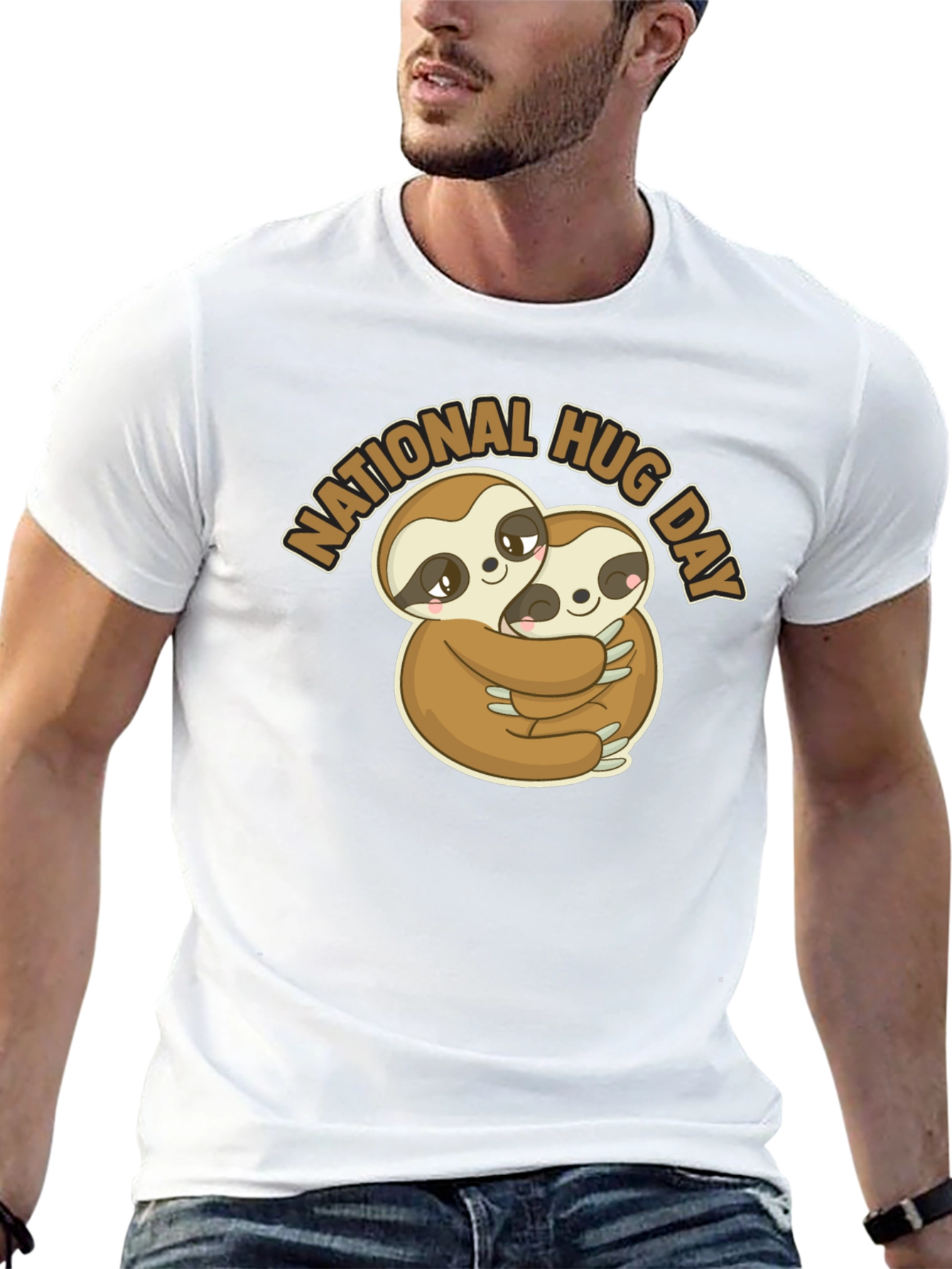 National Hug Day Sloth Graphic T-Shirt