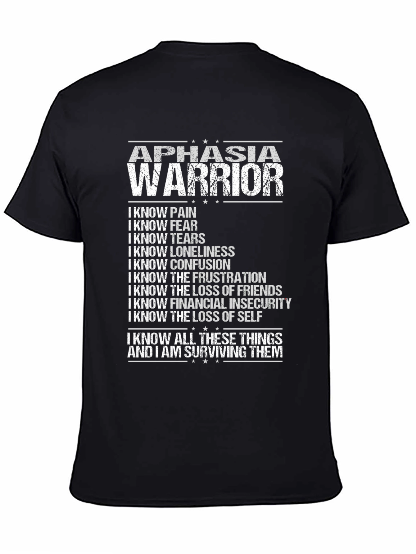 Aphasia Warrior Black T-Shirt - Surviving and Strong