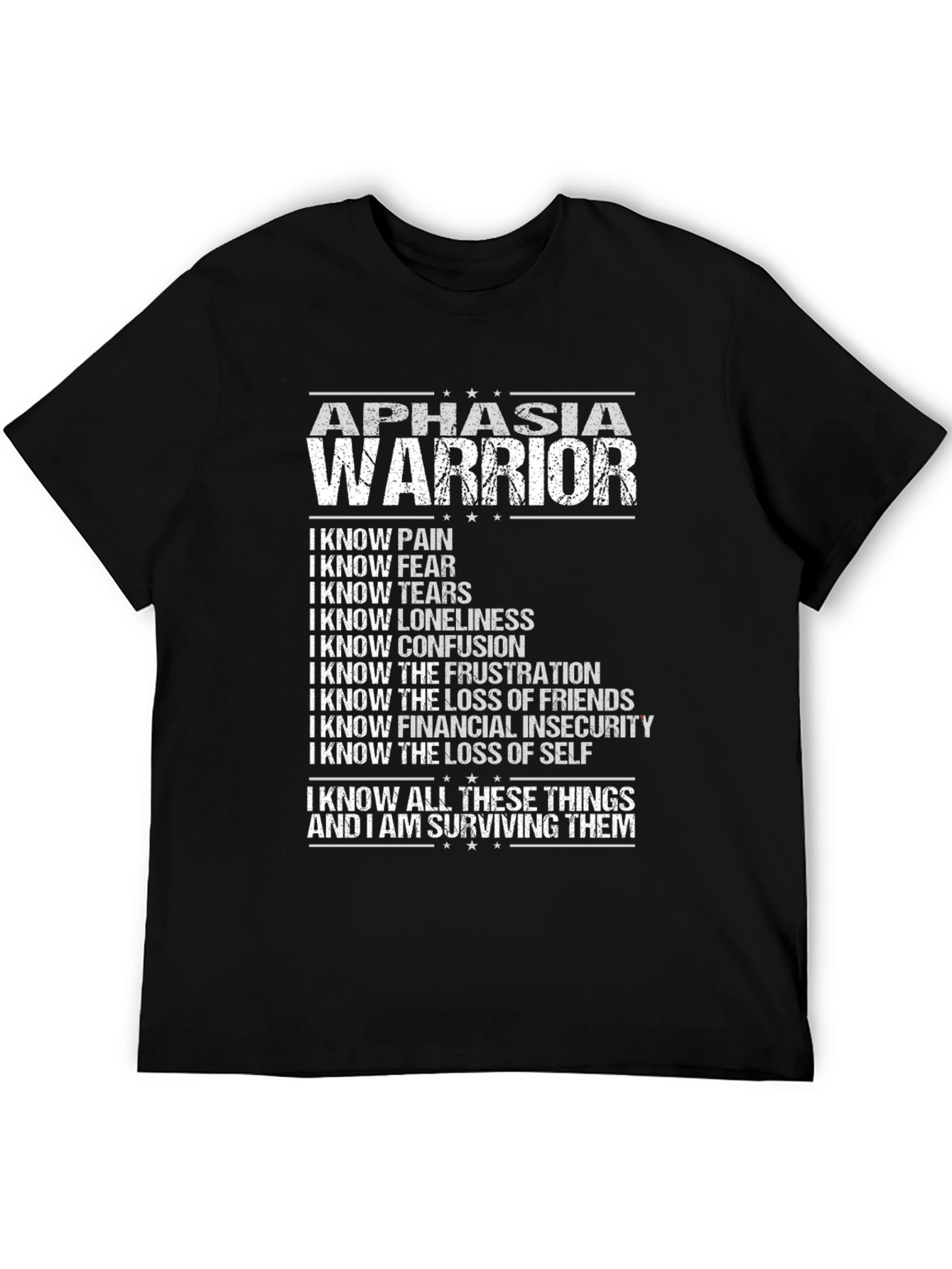 Aphasia Warrior Black T-Shirt - Surviving and Strong