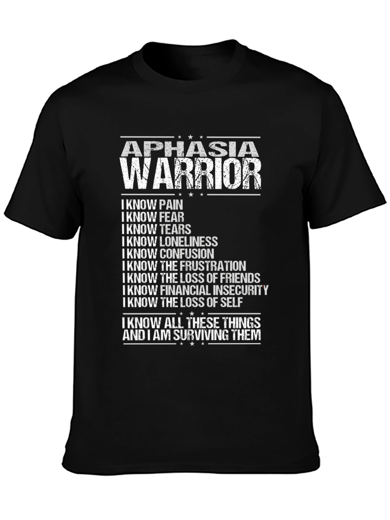 Aphasia Warrior Black T-Shirt - Surviving and Strong