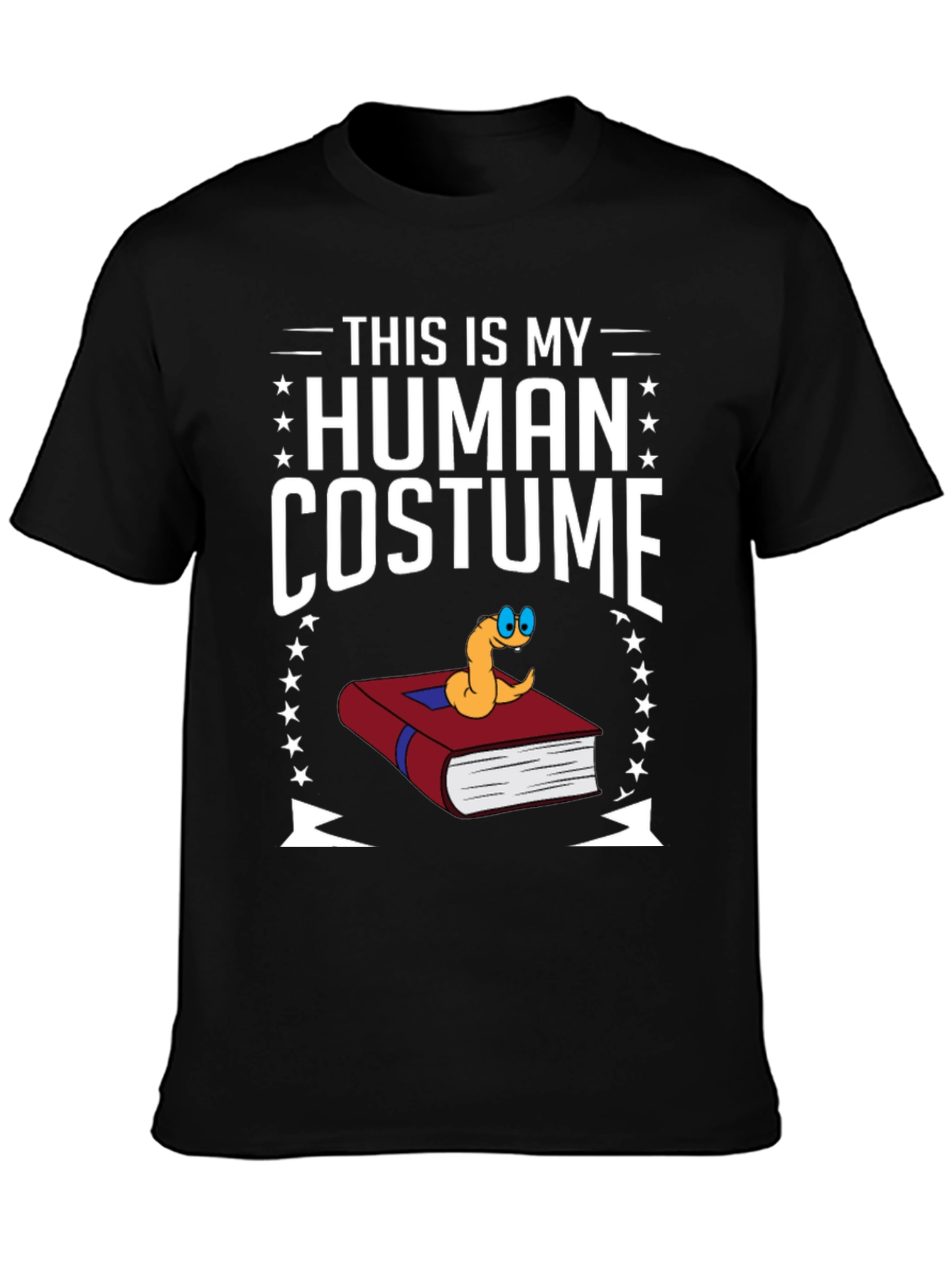 Human Costume Worm Book T-Shirt Funny Graphic Tee
