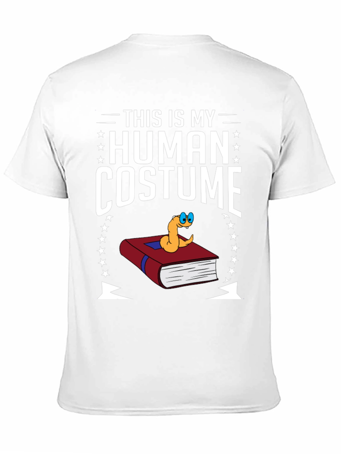 Human Costume Worm Book T-Shirt Funny Graphic Tee