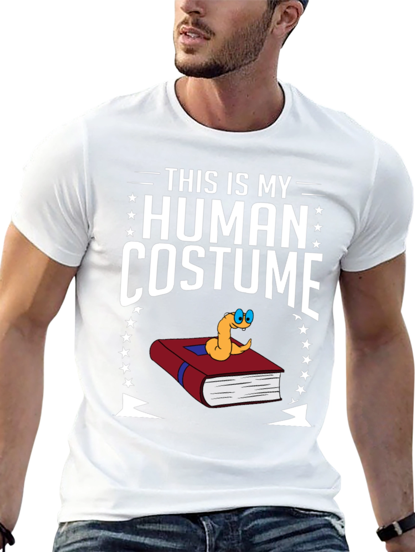 Human Costume Worm Book T-Shirt Funny Graphic Tee