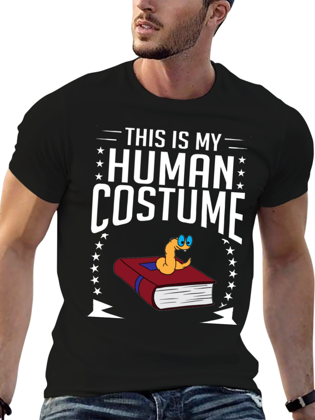 Human Costume Worm Book T-Shirt Funny Graphic Tee
