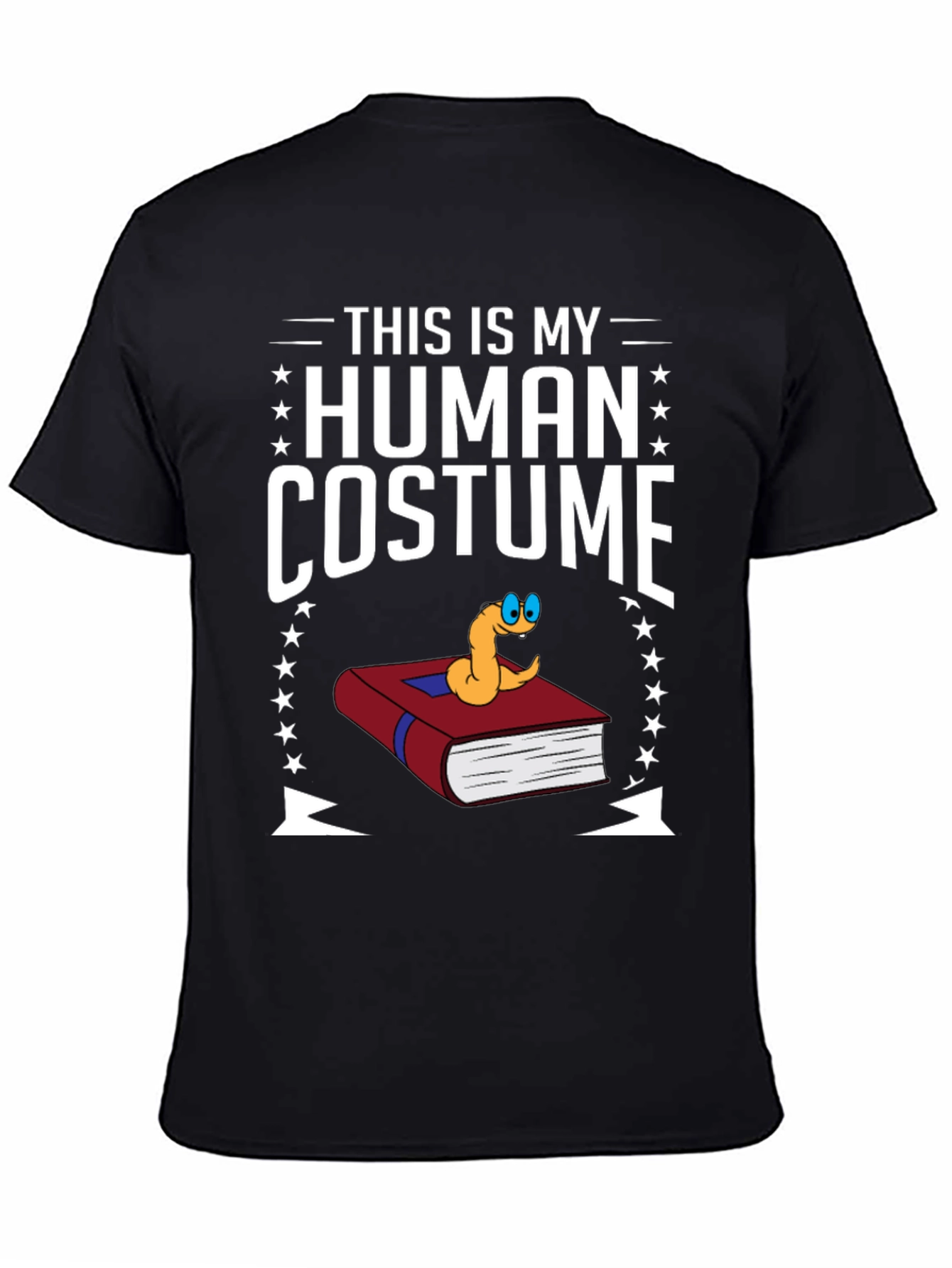 Human Costume Worm Book T-Shirt Funny Graphic Tee