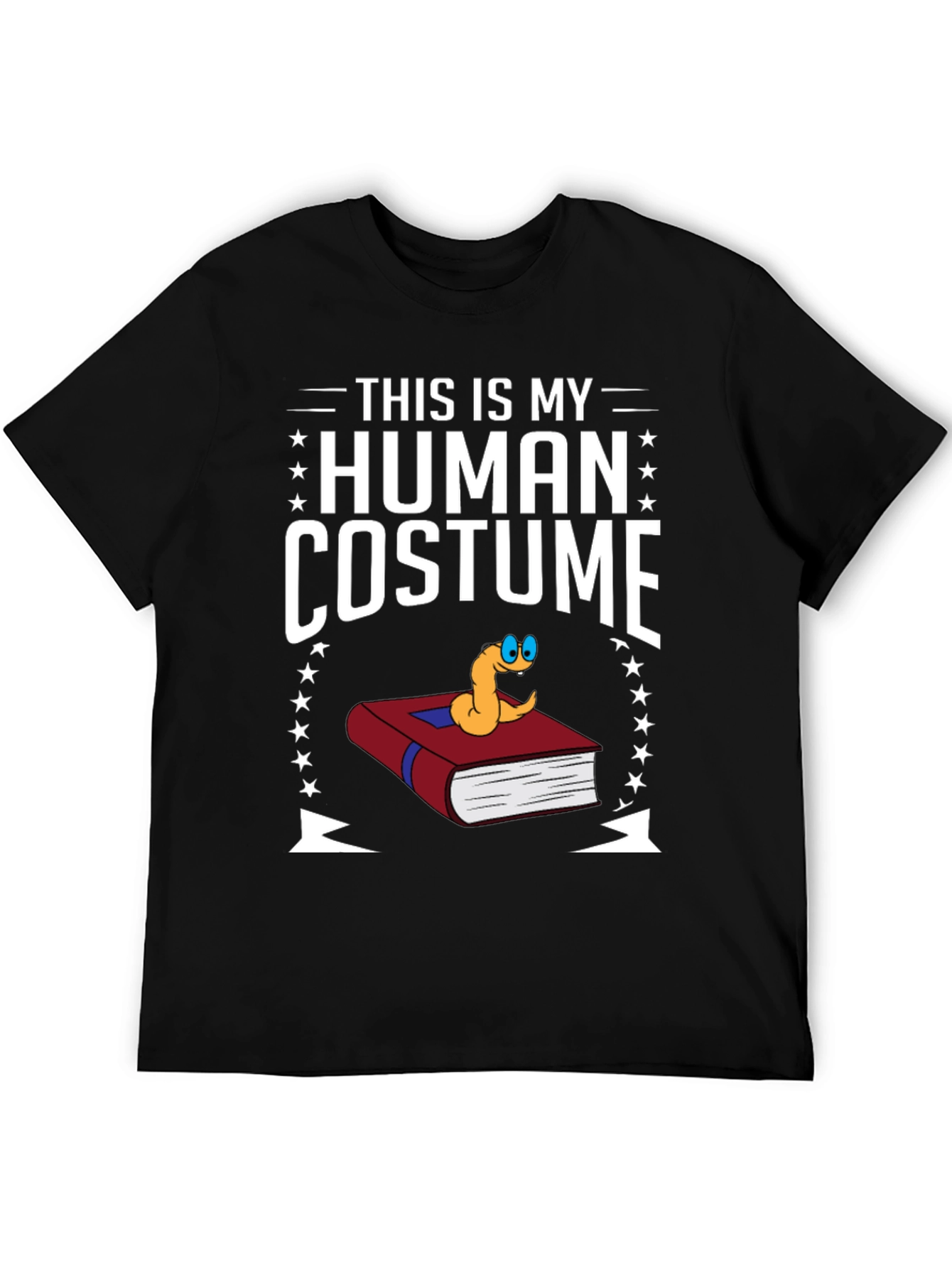 Human Costume Worm Book T-Shirt Funny Graphic Tee