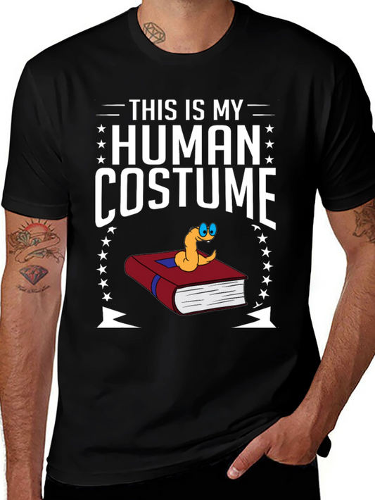 Human Costume Worm Book T-Shirt Funny Graphic Tee