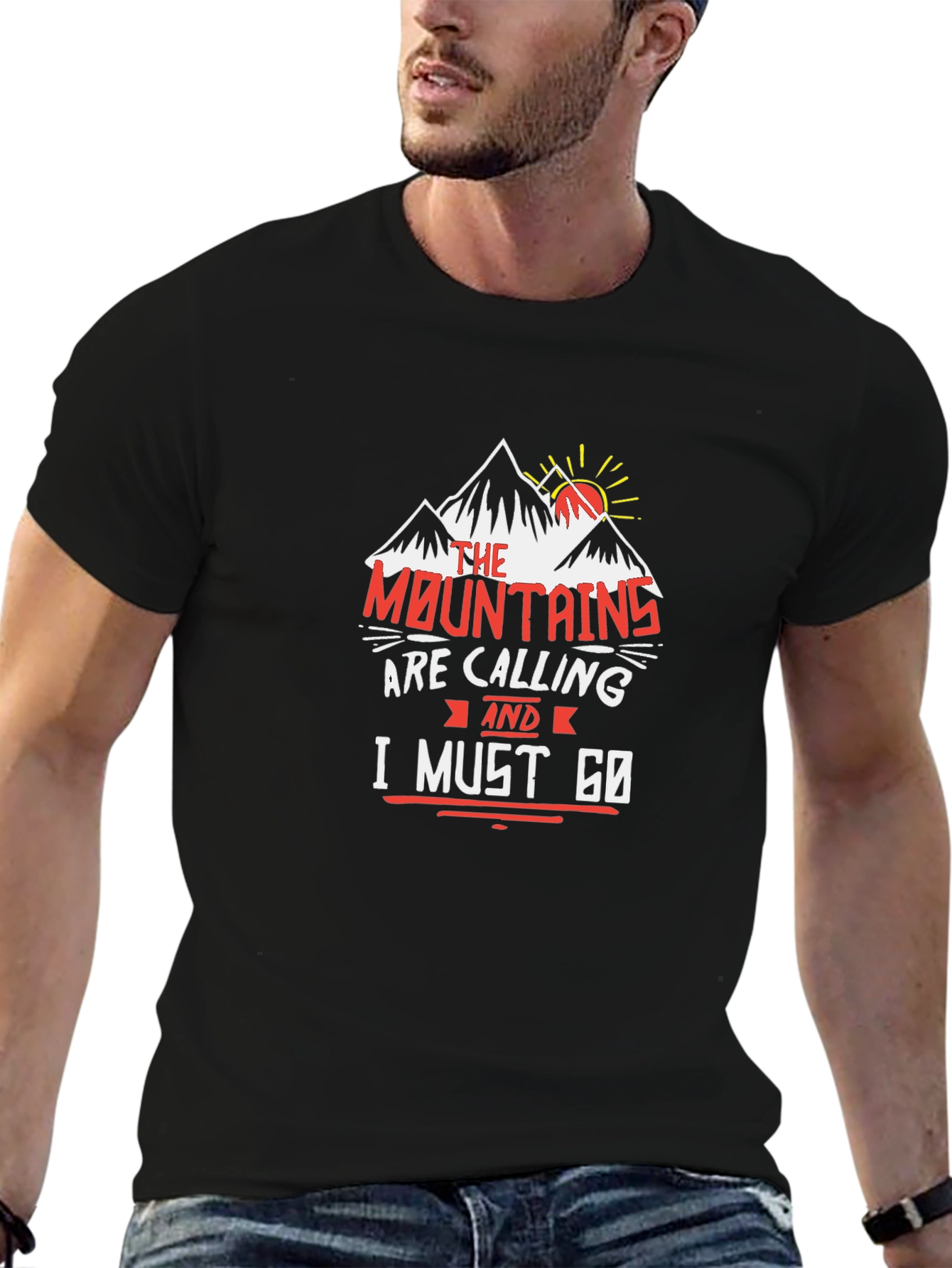 Mountains are Calling Black T-Shirt