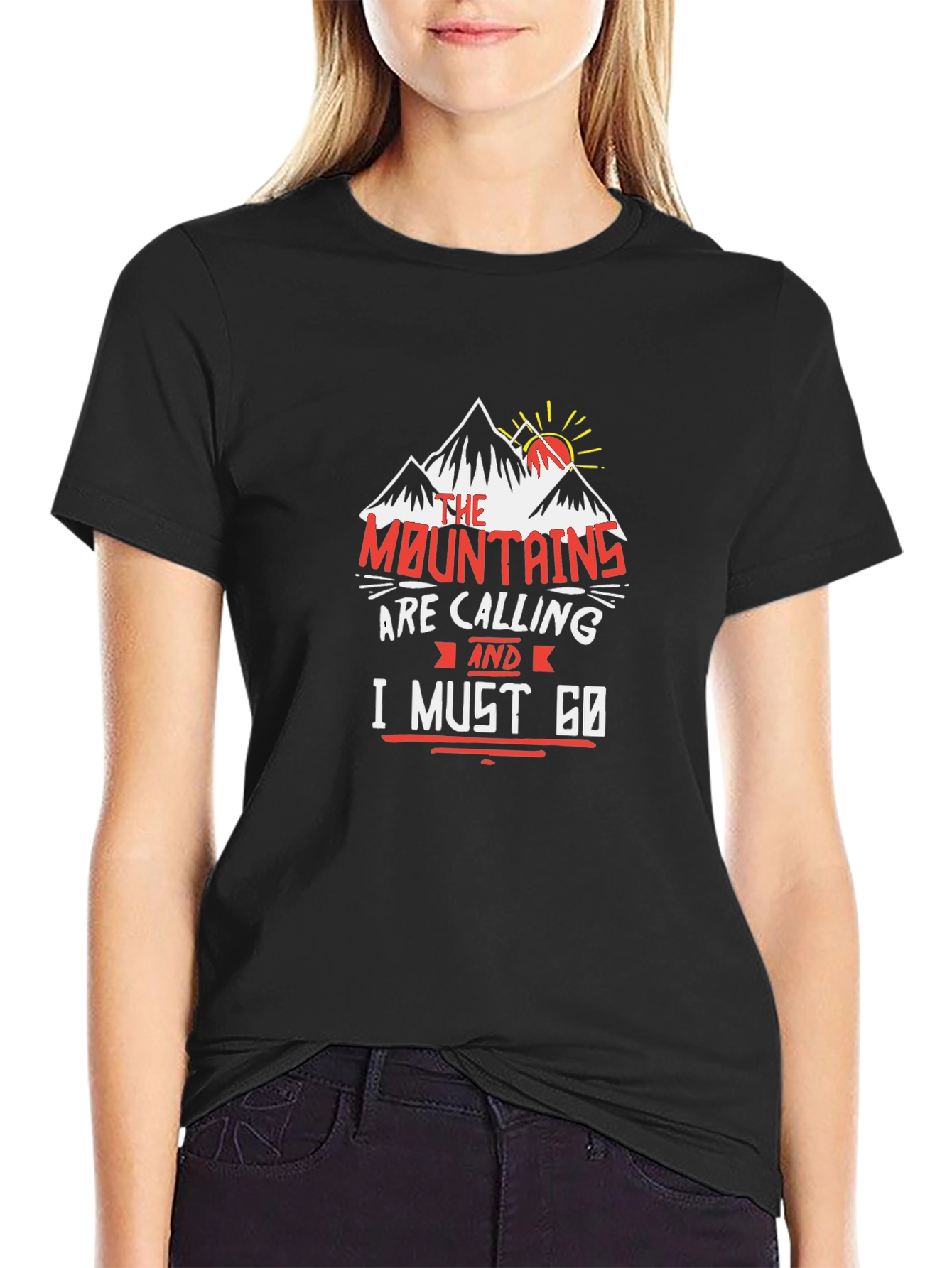 Mountains are Calling Black T-Shirt