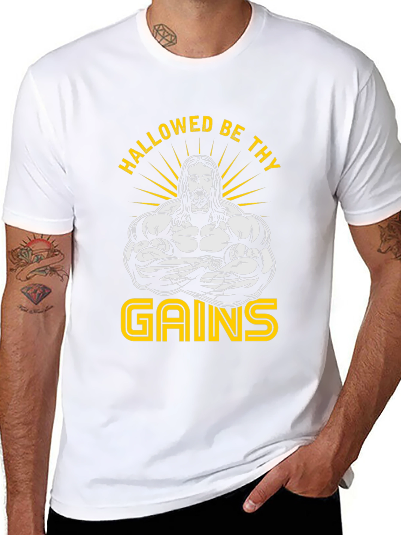 Hallowed Be Thy Gains Graphic T-Shirt - Black