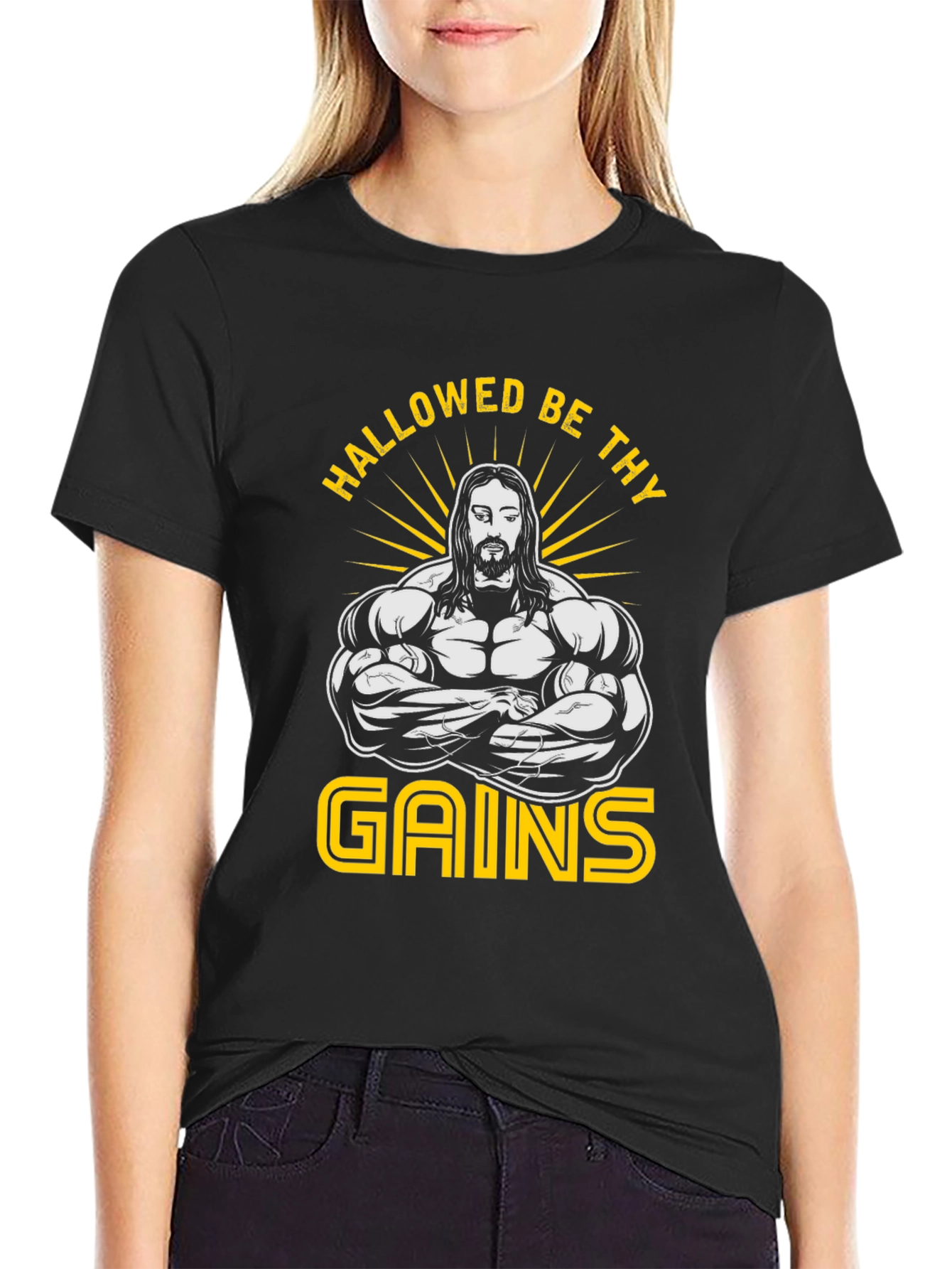 Hallowed Be Thy Gains Graphic T-Shirt - Black
