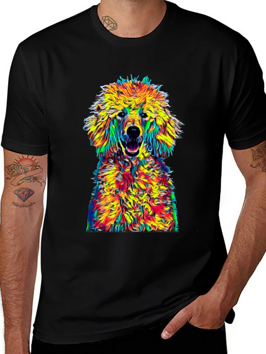 Vibrant Poodle Graphic Tee - Unique Artistic Dog Lover Shirt