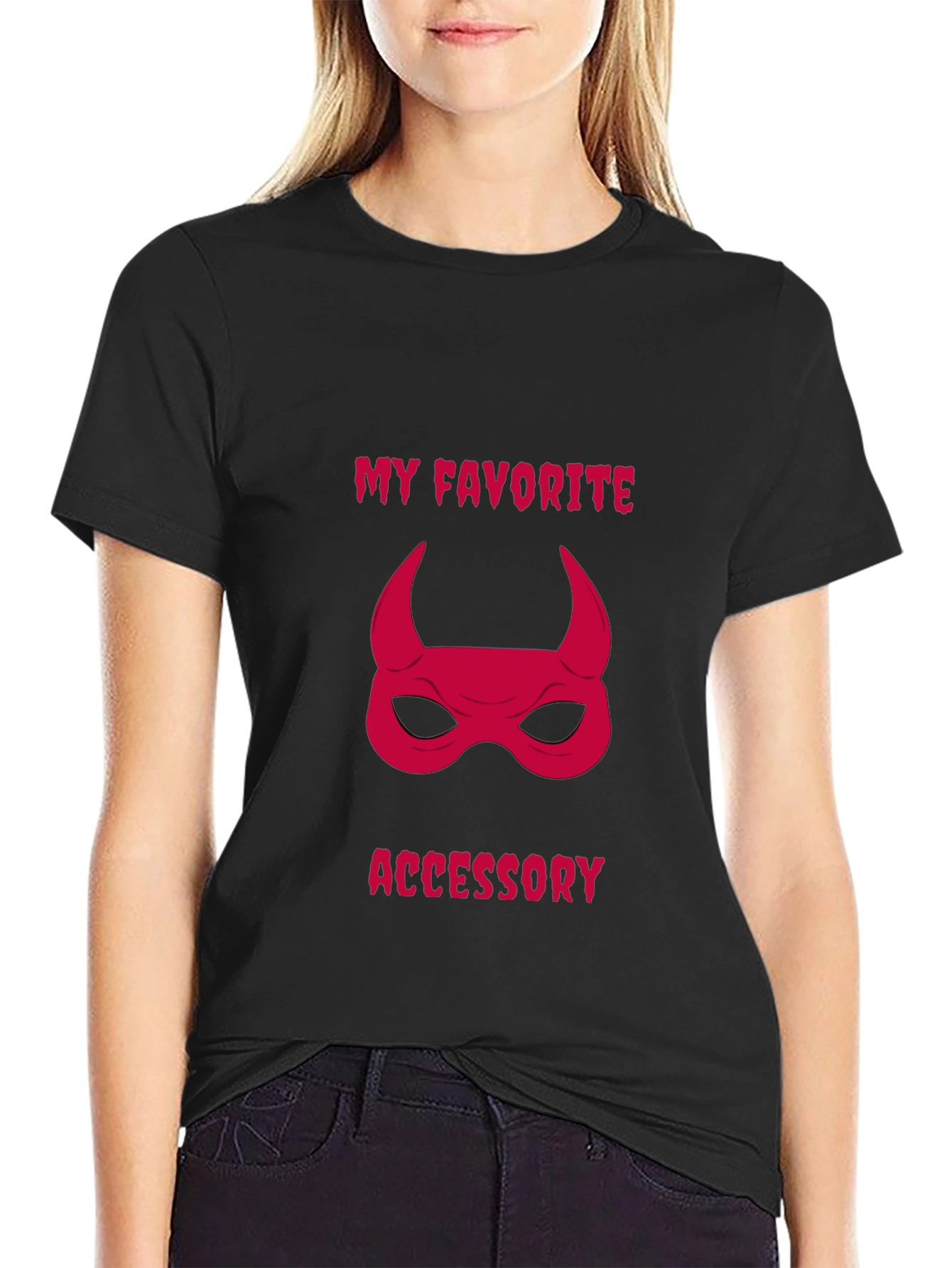 My Favorite Accessory Devil Mask Graphic Tee
