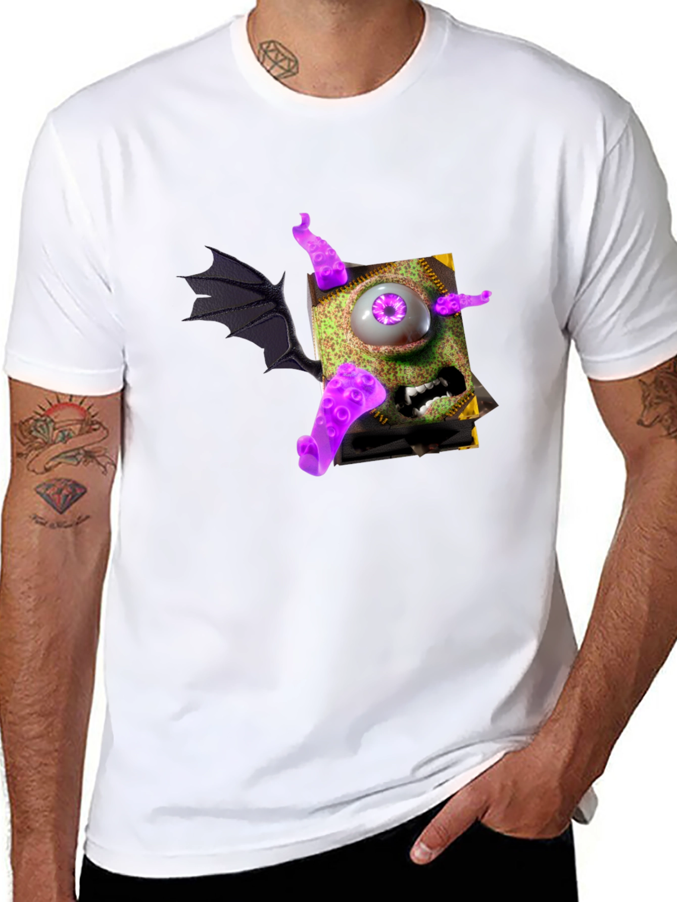 Monster Book T-Shirt - Purple Eye Tentacles Wing