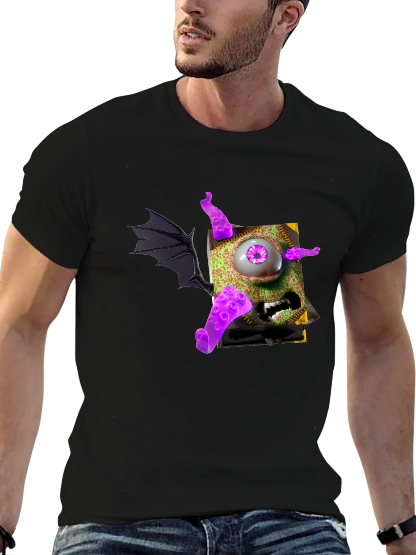 Monster Book T-Shirt - Purple Eye Tentacles Wing
