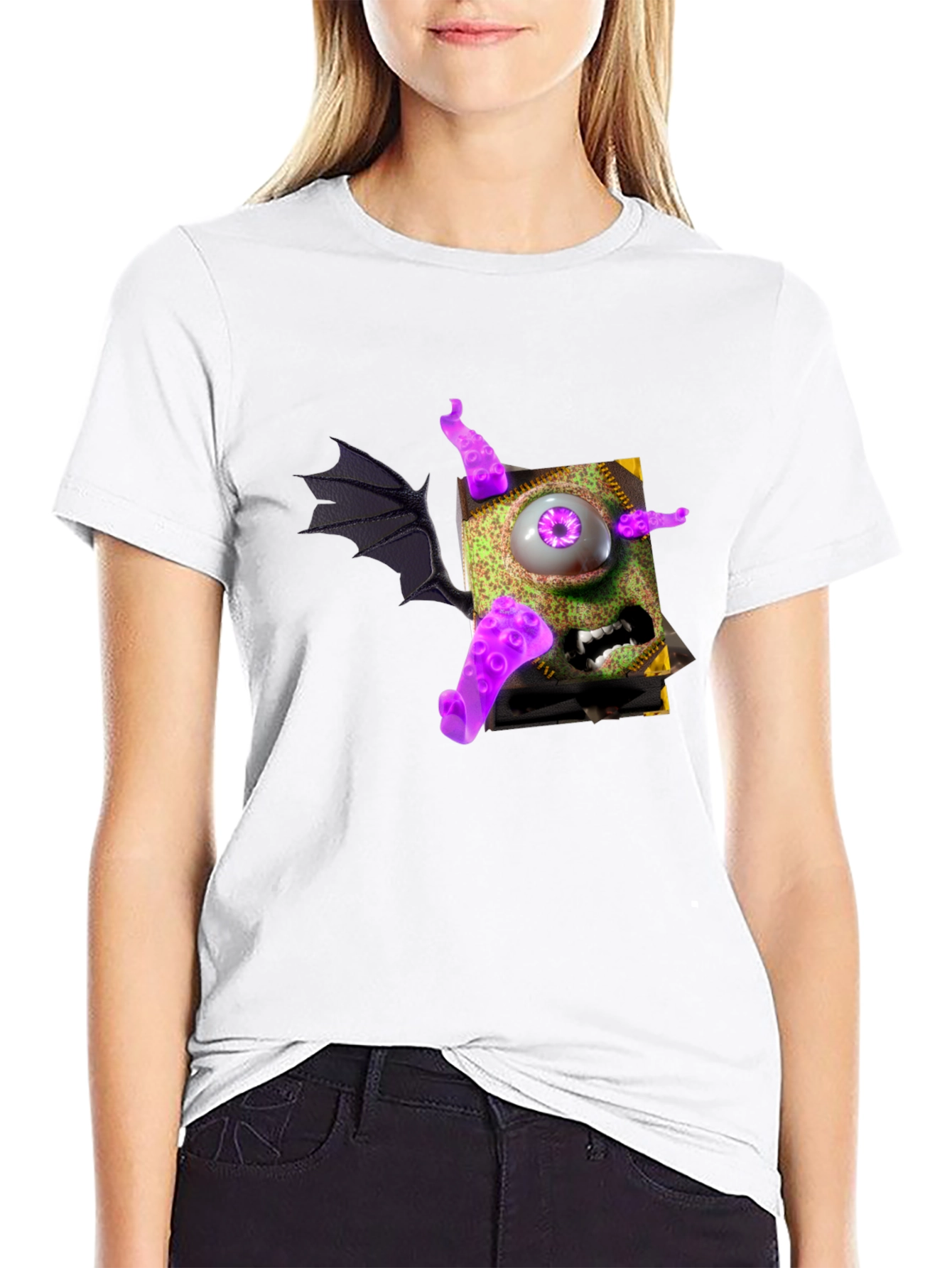 Monster Book T-Shirt - Purple Eye Tentacles Wing