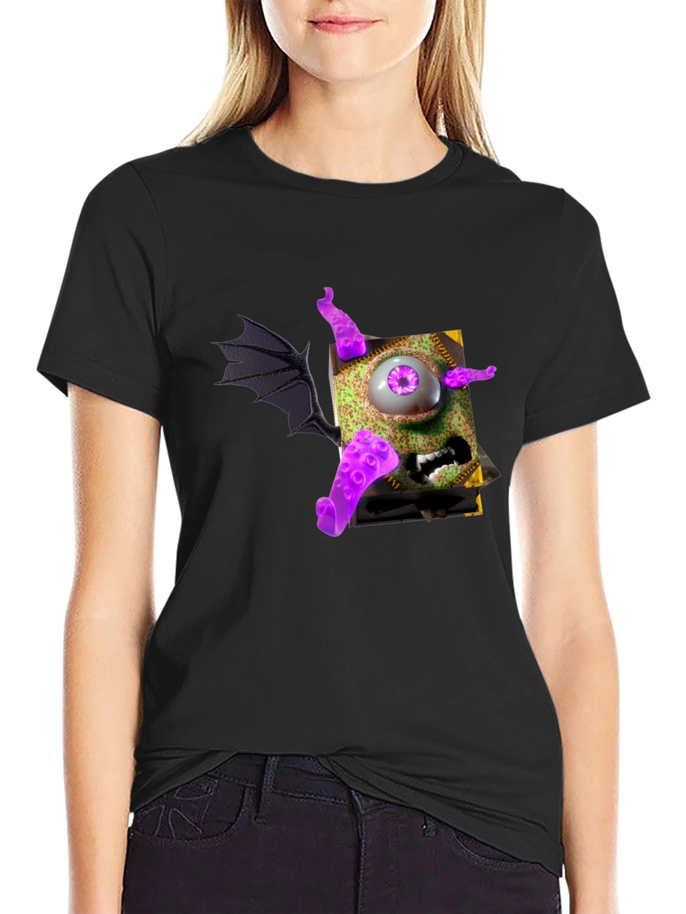 Monster Book T-Shirt - Purple Eye Tentacles Wing