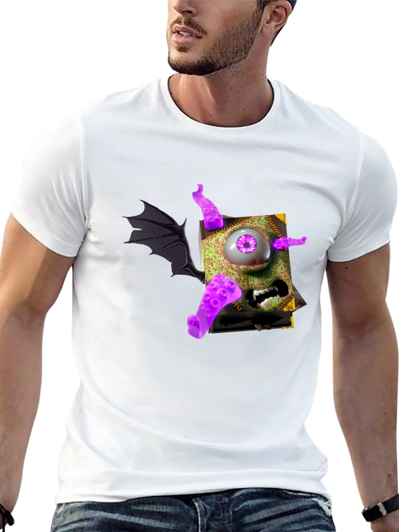 Monster Book T-Shirt - Purple Eye Tentacles Wing