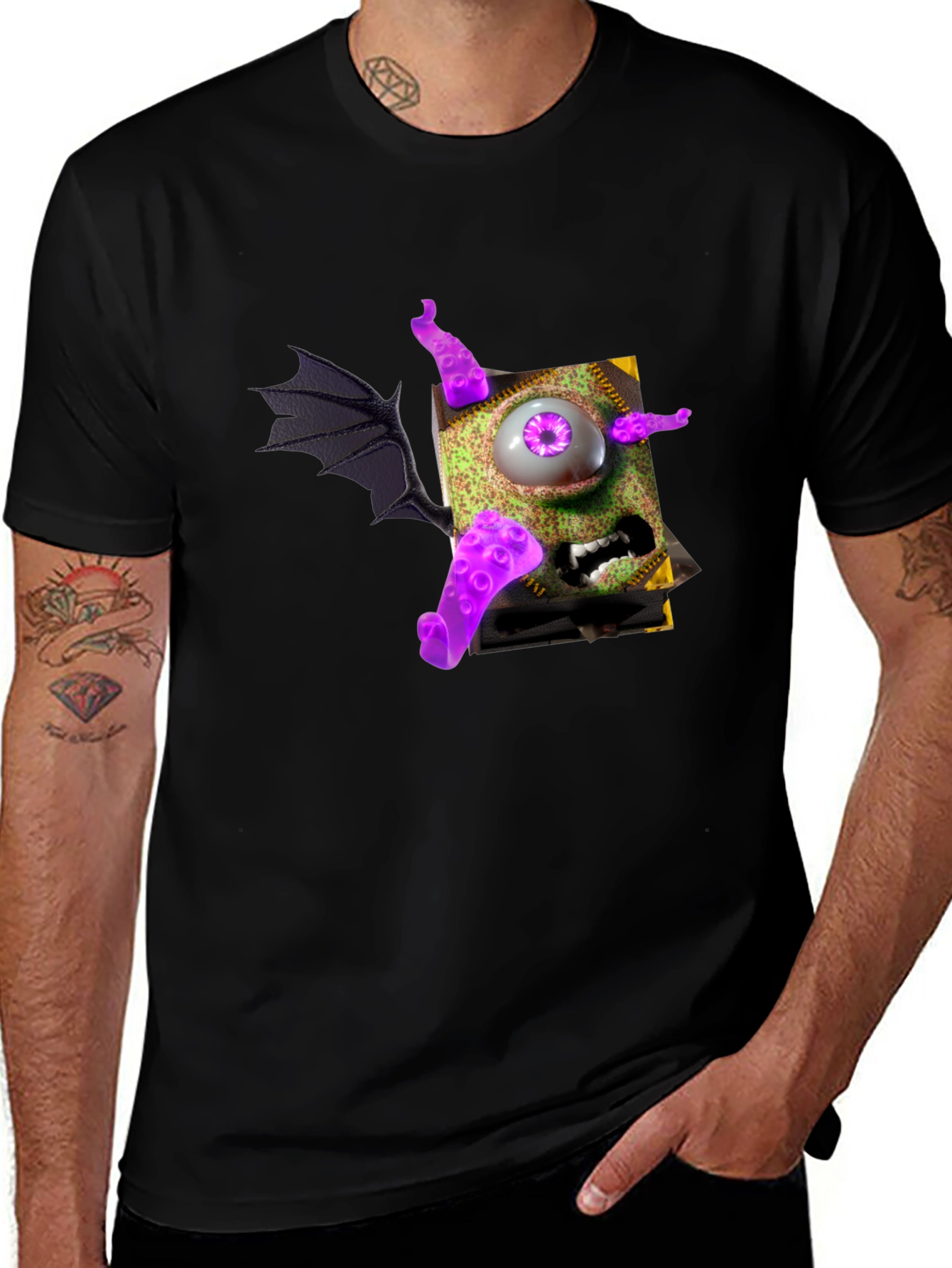 Monster Book T-Shirt - Purple Eye Tentacles Wing