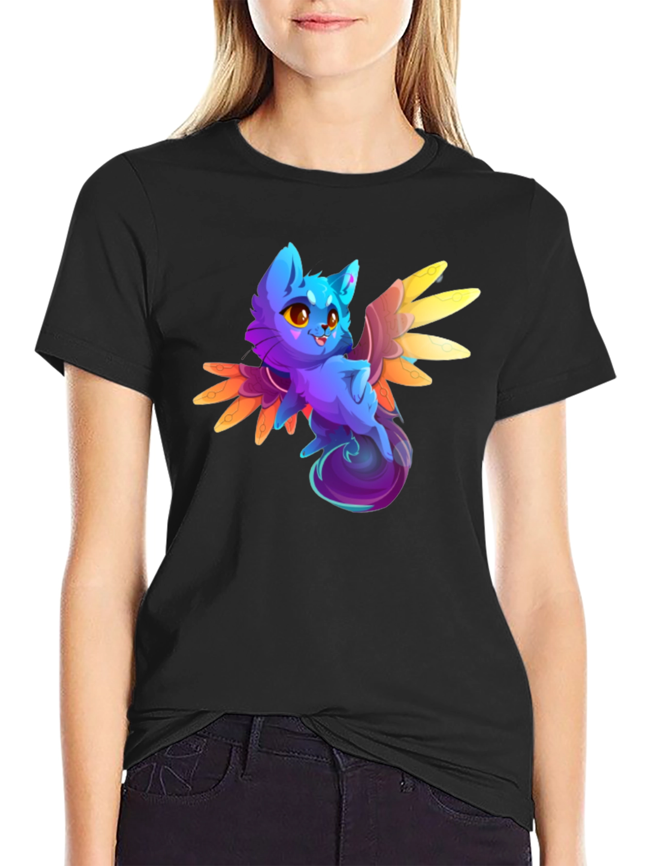 Winged Cat T-Shirt - Cartoon Kitty Design