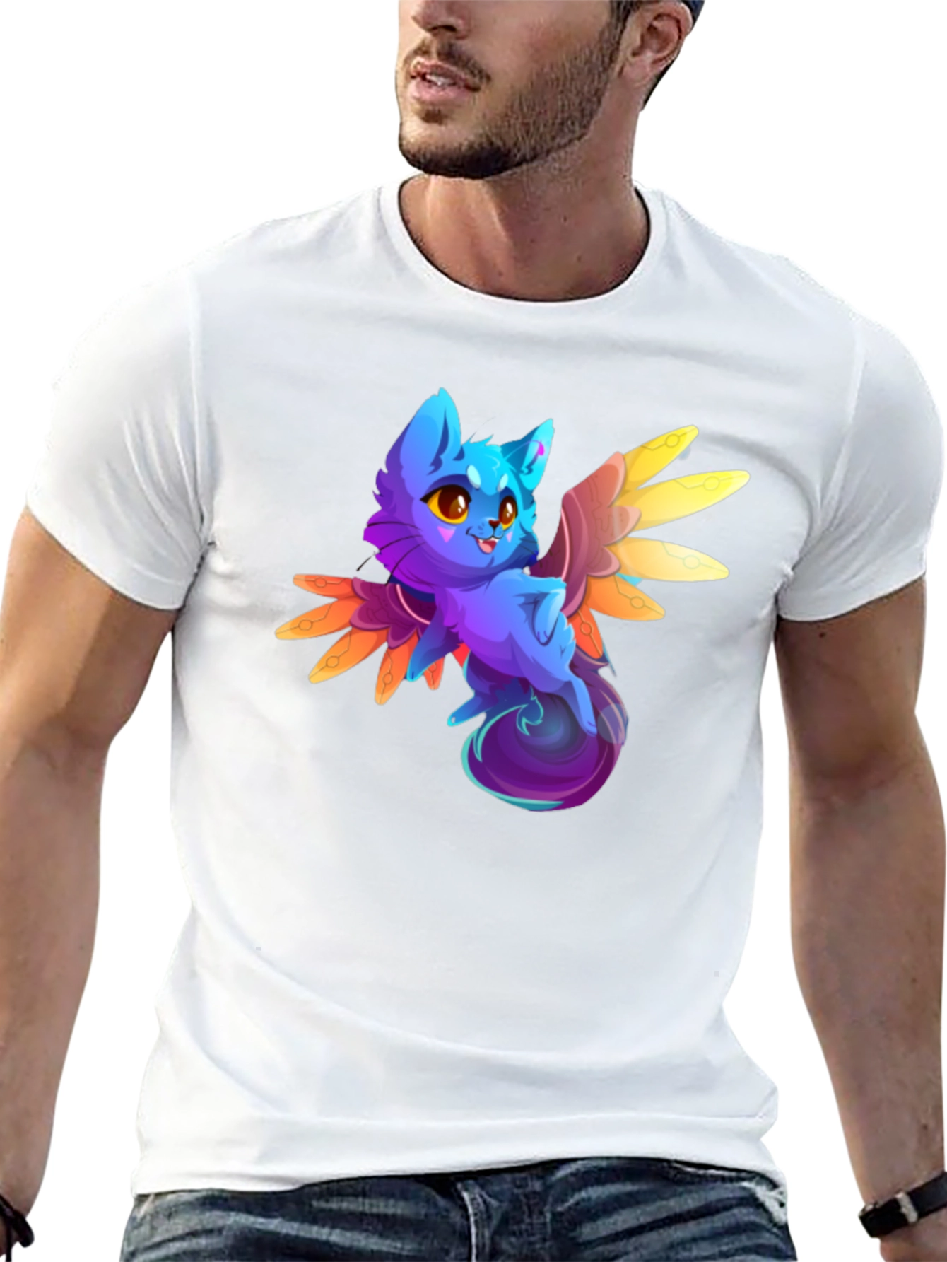 Winged Cat T-Shirt - Cartoon Kitty Design
