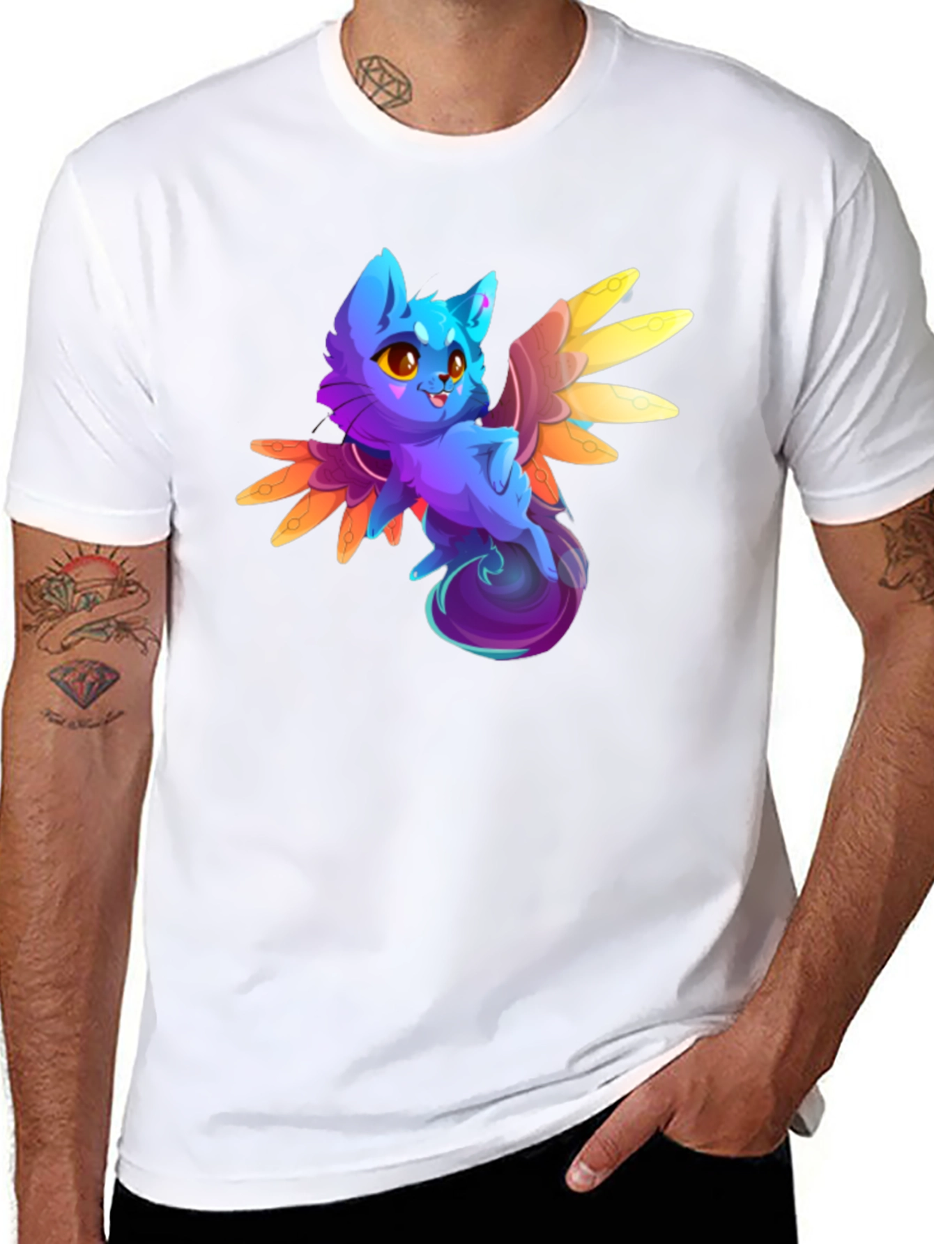 Winged Cat T-Shirt - Cartoon Kitty Design