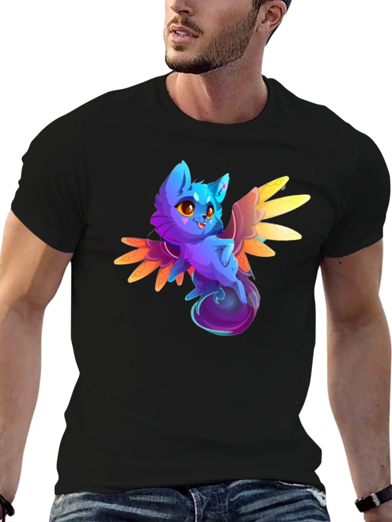 Winged Cat T-Shirt - Cartoon Kitty Design