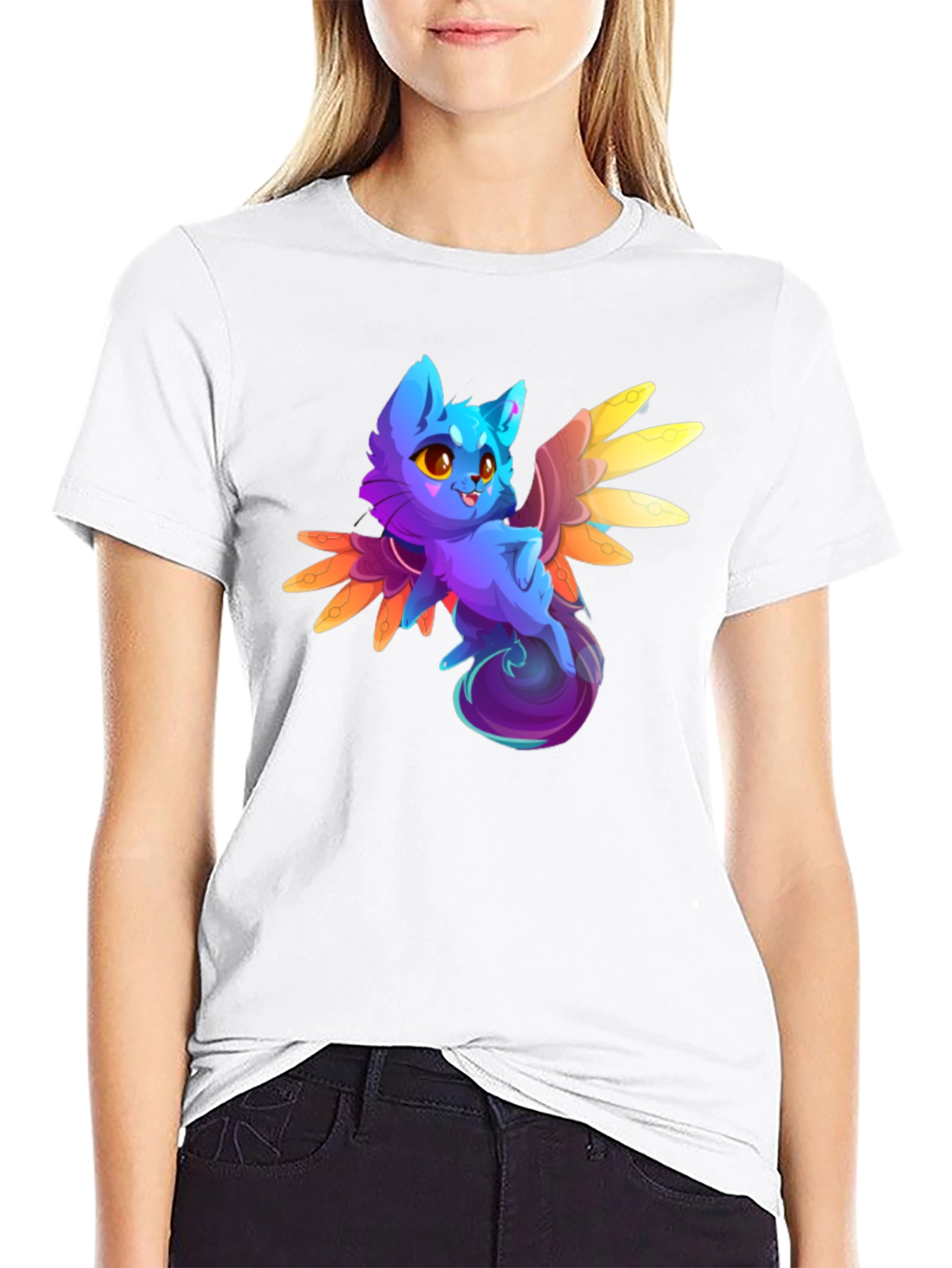 Winged Cat T-Shirt - Cartoon Kitty Design
