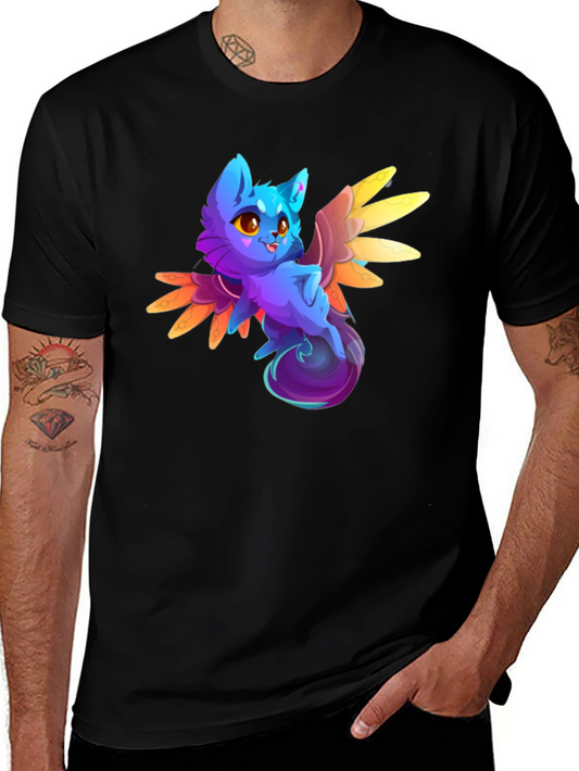 Winged Cat T-Shirt - Cartoon Kitty Design