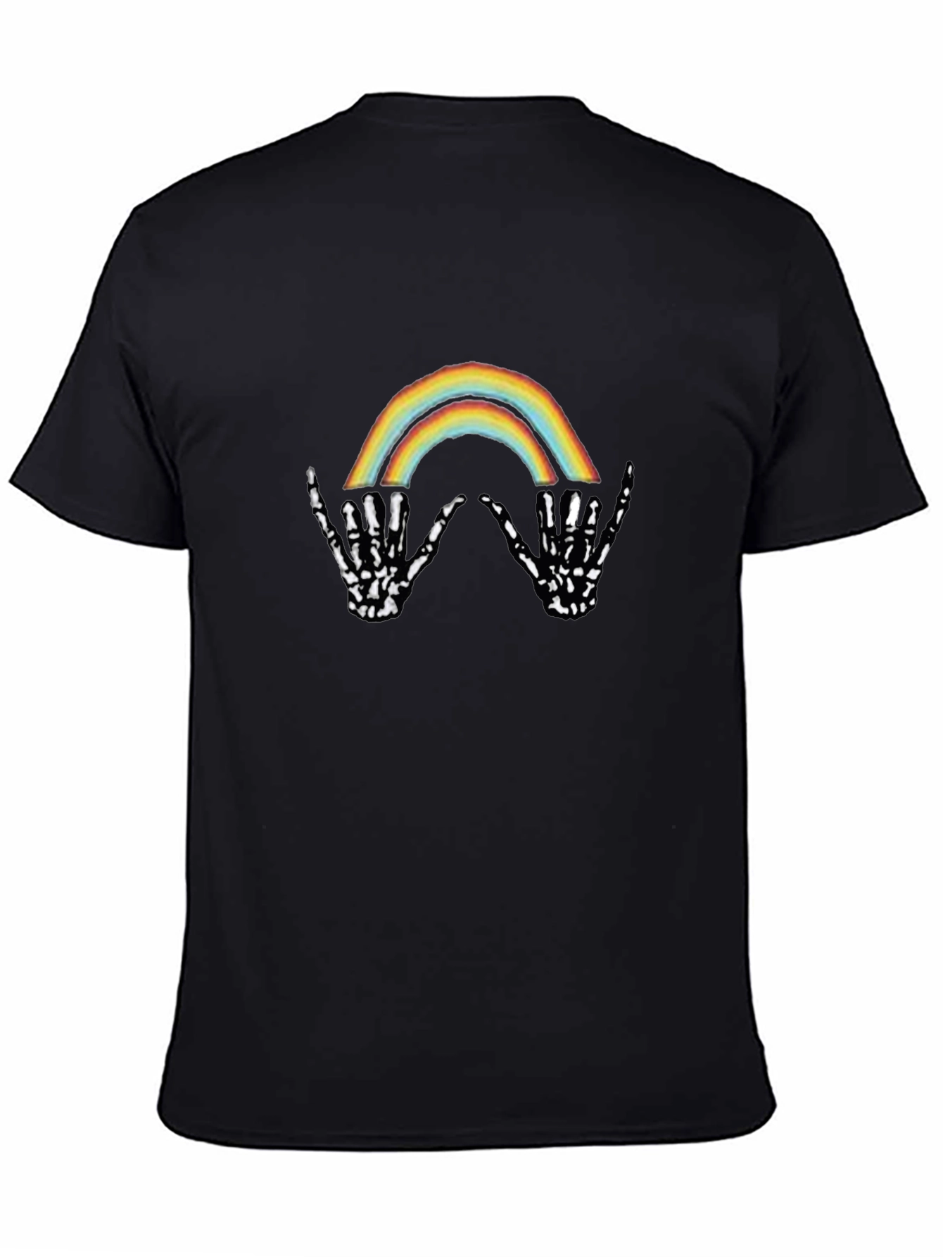 Rainbow Skeleton Hand Graphic Tee - Black