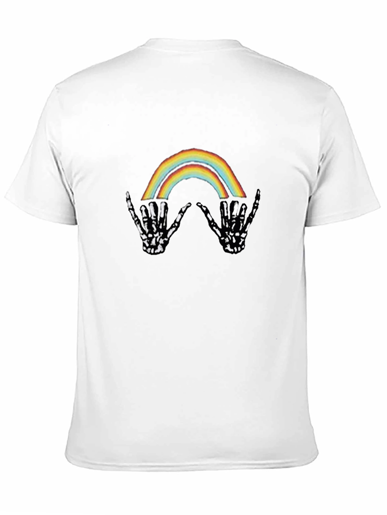 Rainbow Skeleton Hand Graphic Tee - Black