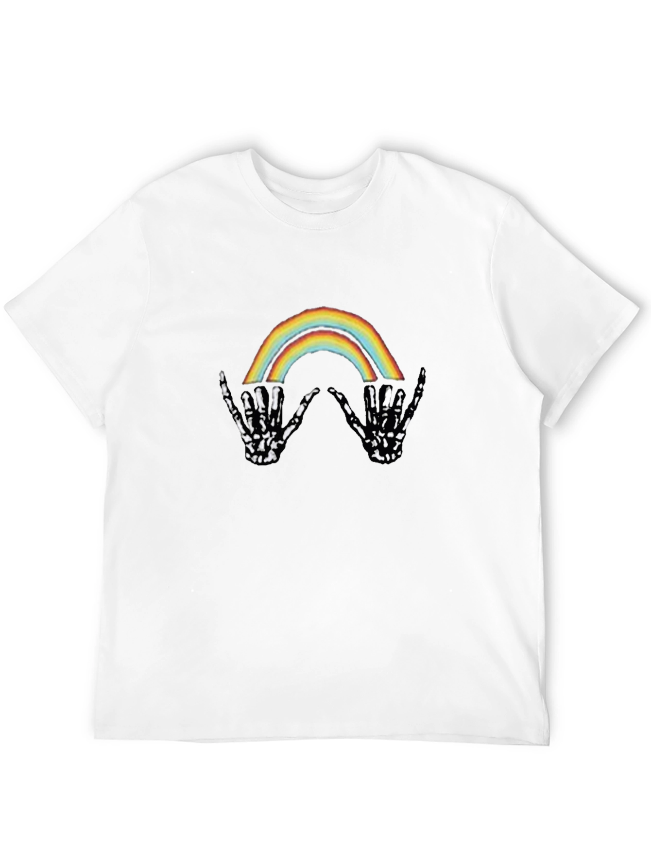 Rainbow Skeleton Hand Graphic Tee - Black