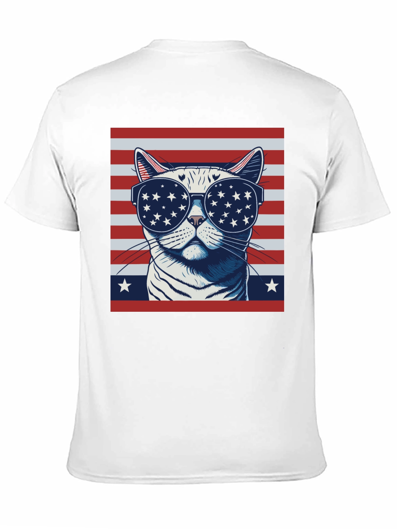 Patriotic Cat T-Shirt - USA Flag Sunglasses
