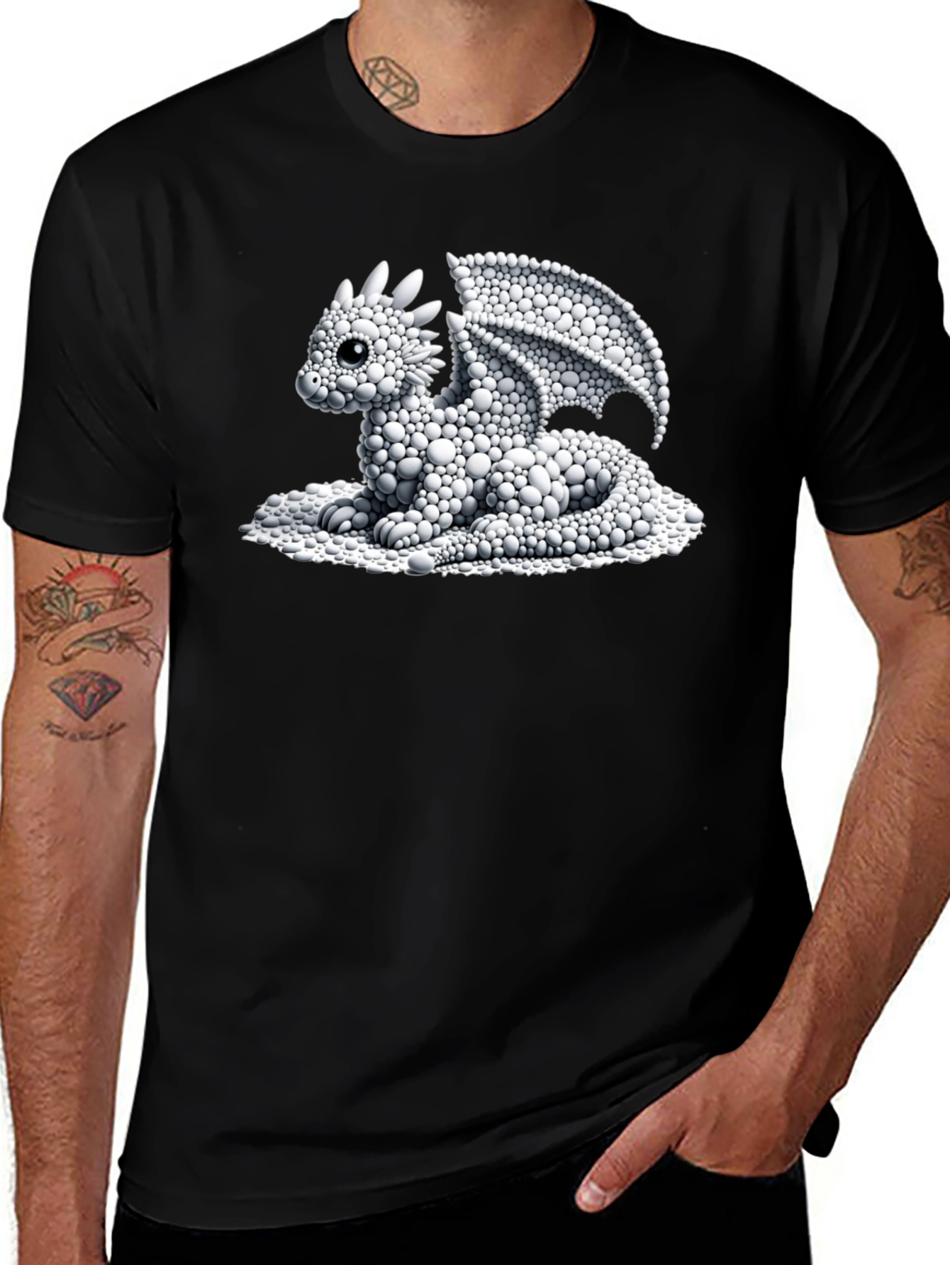 Dragon Bubble Art Black T-Shirt