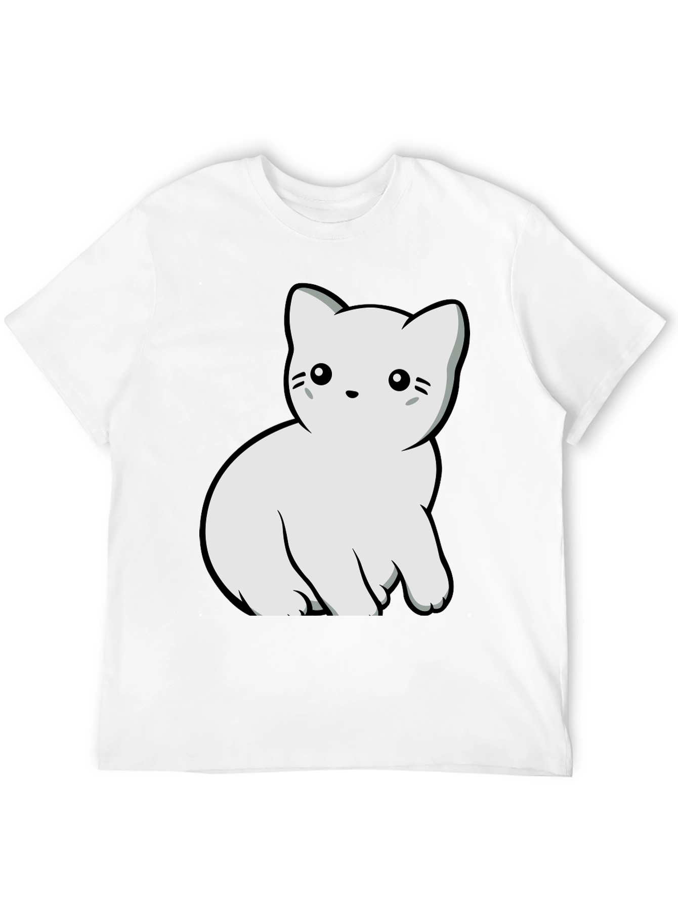 Cute Cat Graphic T-Shirt - Black Cotton Blend Tee