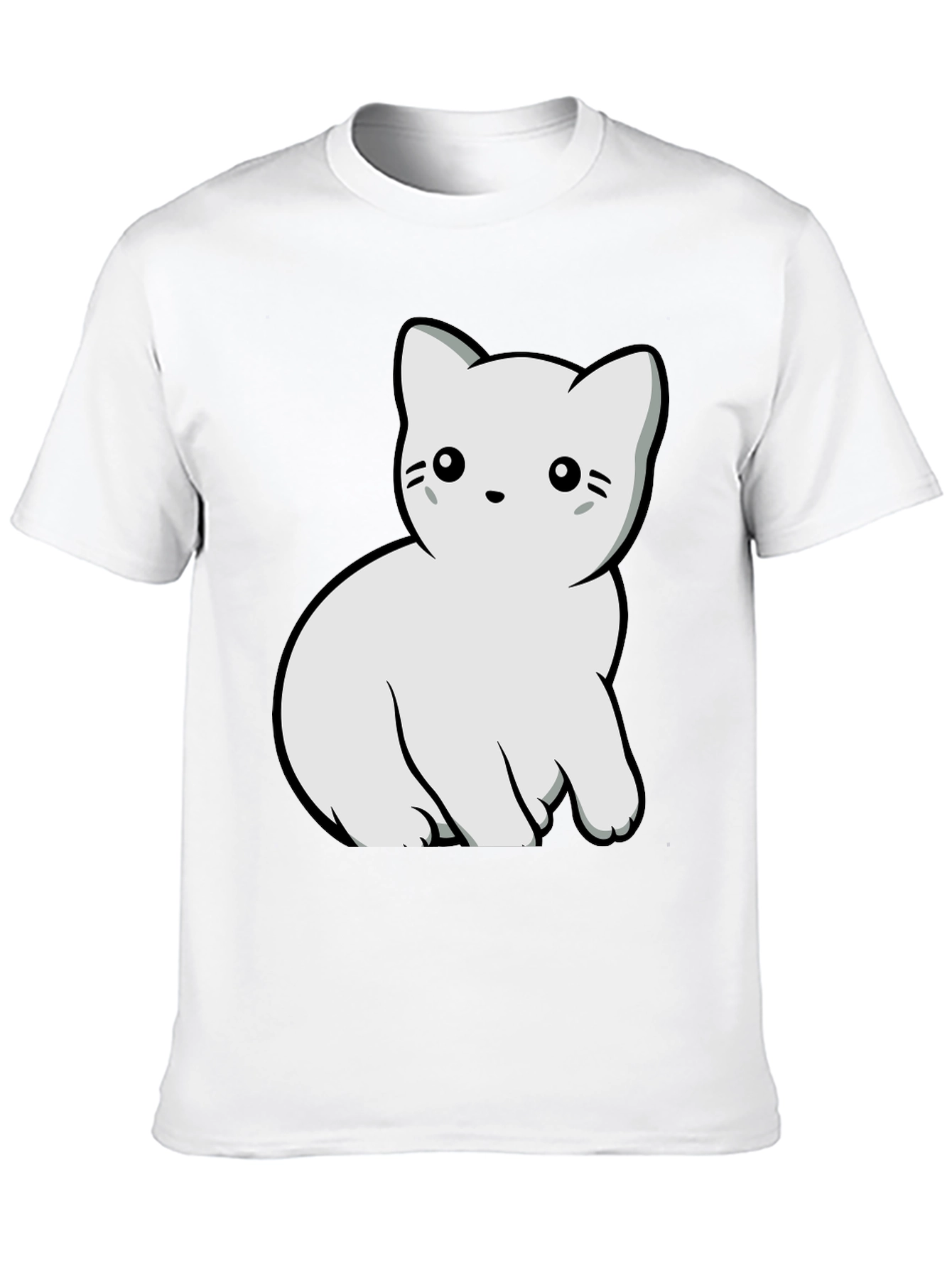 Cute Cat Graphic T-Shirt - Black Cotton Blend Tee