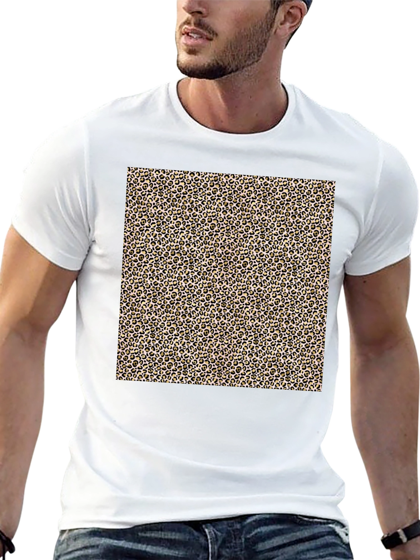 Leopard Print Graphic Tee - Mens Black T-Shirt