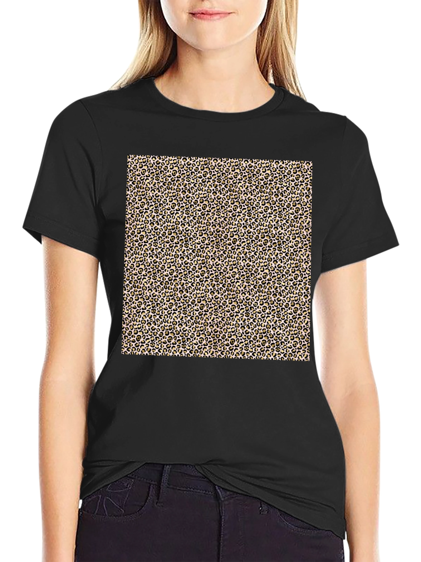 Leopard Print Graphic Tee - Mens Black T-Shirt