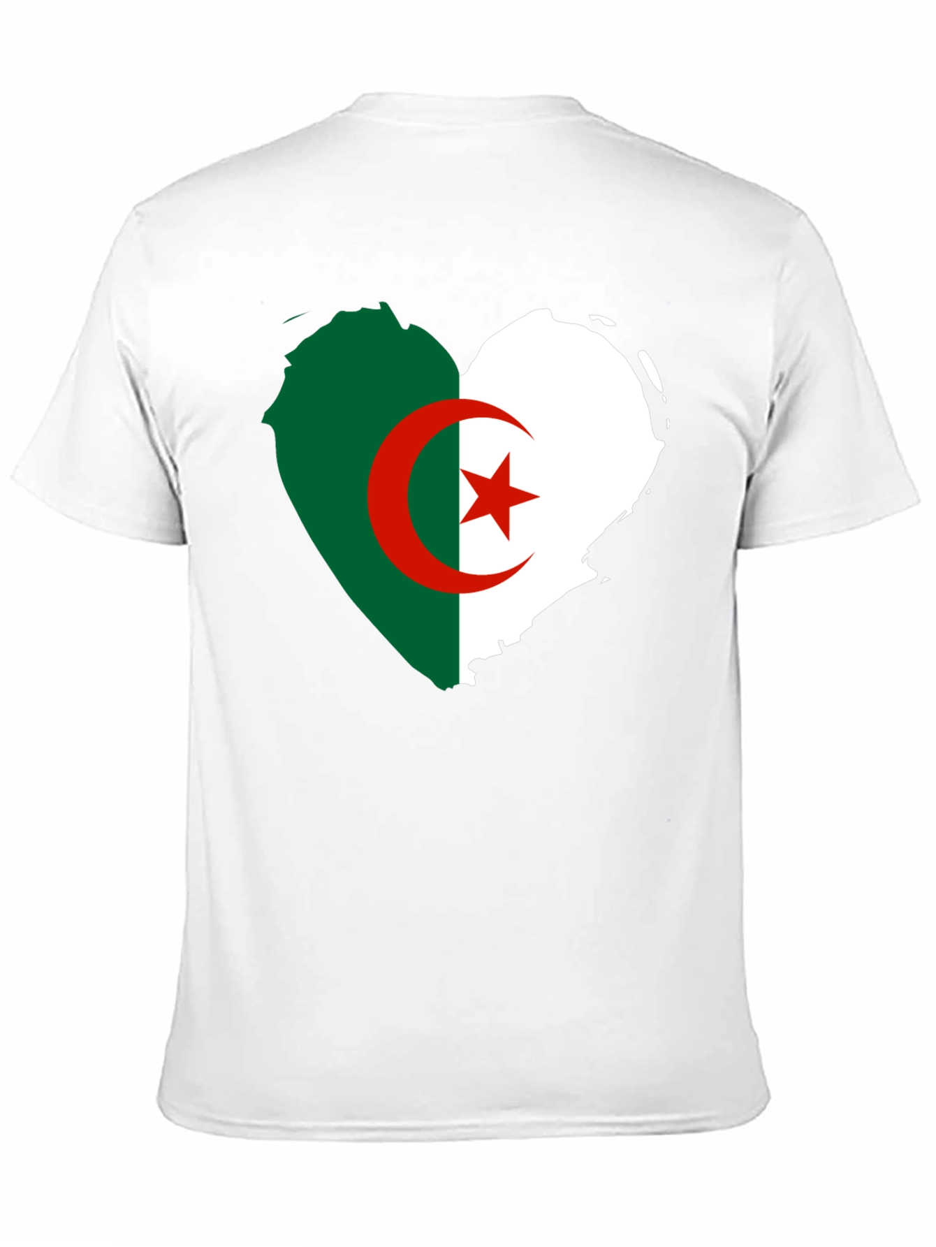Algeria Flag Heart T-Shirt - Black Crew Neck Tee