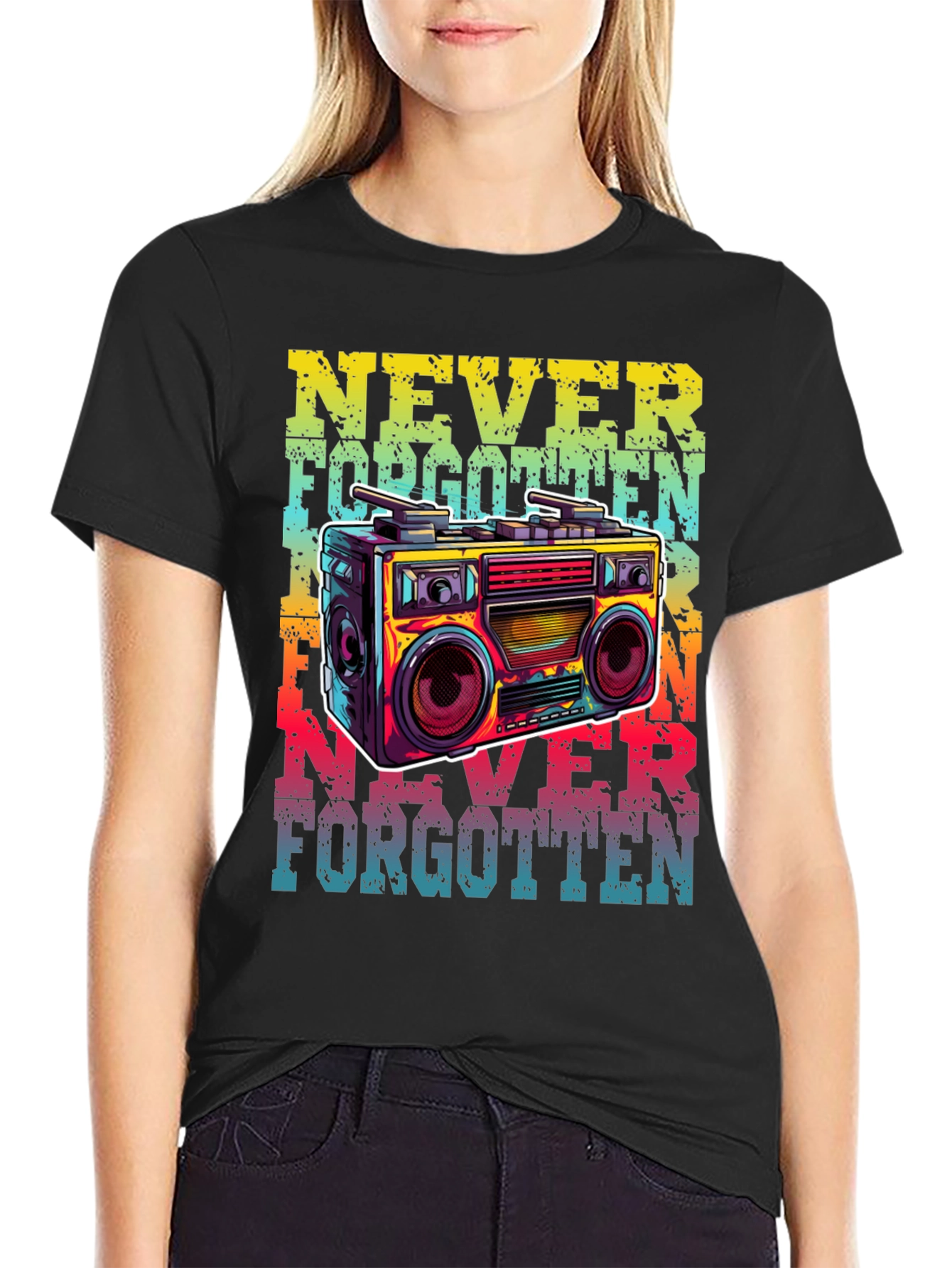 Retro Boombox Graphic T-Shirt - Never Forgotten Tee