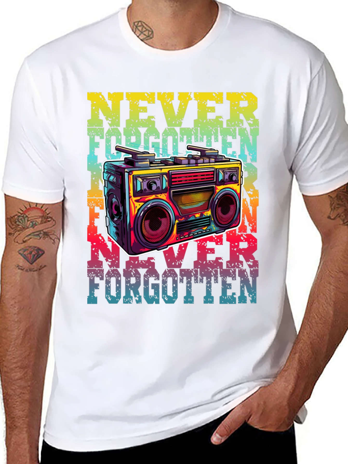 Retro Boombox Graphic T-Shirt - Never Forgotten Tee